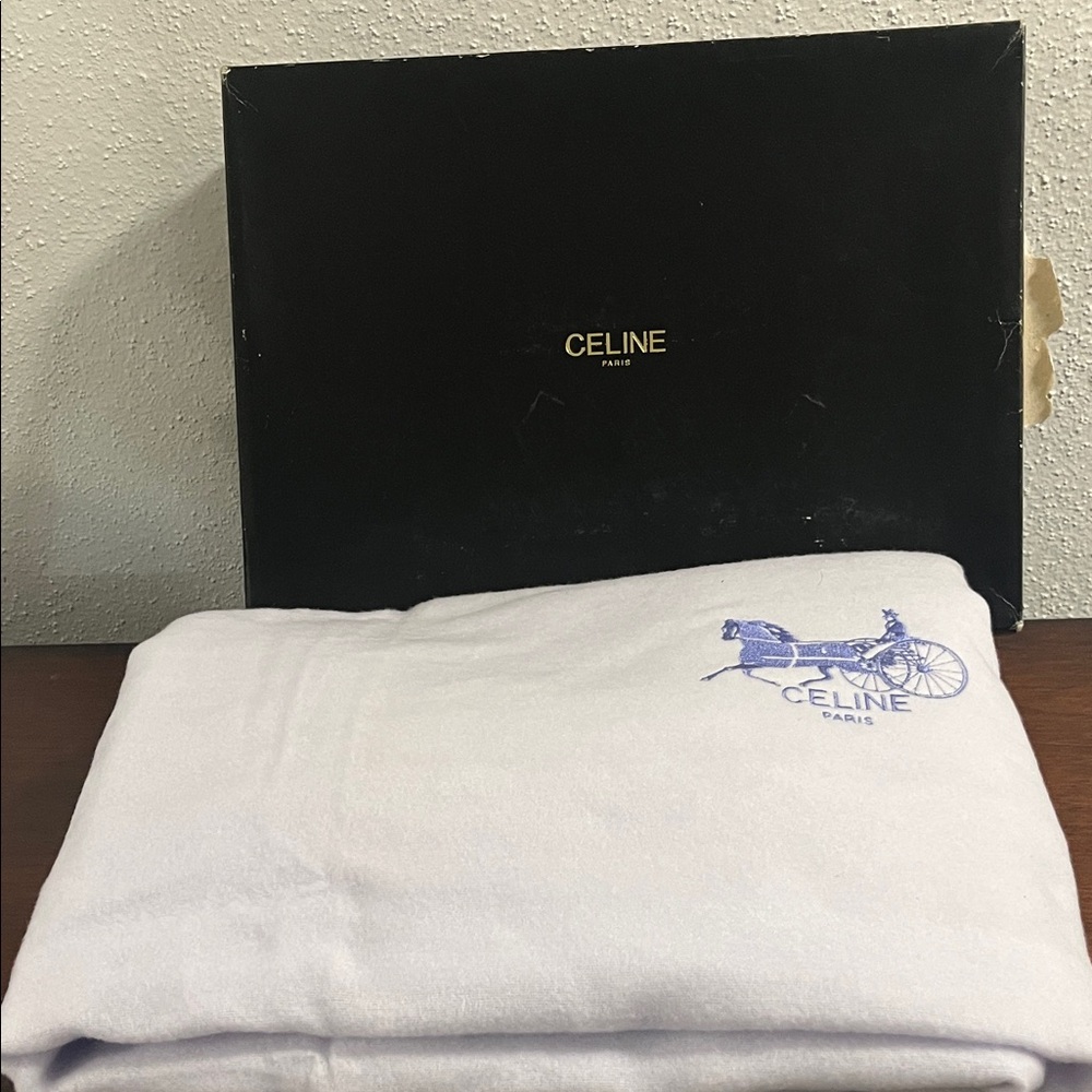 NEW 💎 Celine Baby Blue Throw Blanket Blue Carriage Design